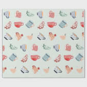 可愛らしいカラフルマグカップ可愛いドットのパターストライプン ラッピングペーパー (フラット)