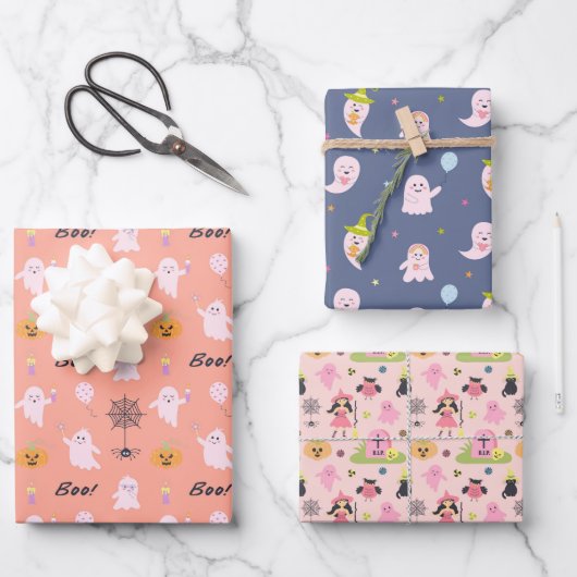 可愛らしいガリーハロウィーンラッピング紙 ラッピングペーパーシート (正面)