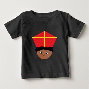可愛らしいキッズアートセントニコラスMiter Zwarte Piet ベビーTシャツ