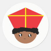可愛らしいキッズアートセントニコラスMiter Zwarte Piet ラウンドシール (正面)