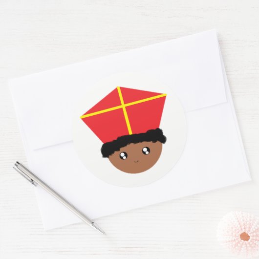 可愛らしいキッズアートセントニコラスMiter Zwarte Piet ラウンドシール (封筒)