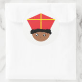 可愛らしいキッズアートセントニコラスMiter Zwarte Piet ラウンドシール (バッグ)