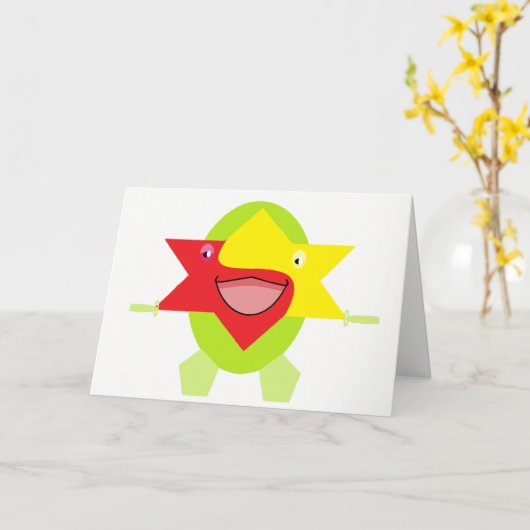 可愛らしいキッズアートデザインおもしろいファンタジースターフィッシュ カード (黄色い花)