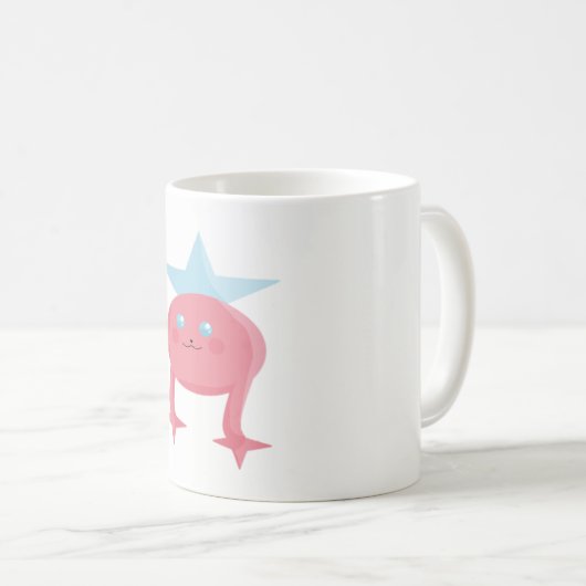 可愛らしいキッズアートデザイン妖精ピンクブルー コーヒーマグカップ (正面右)