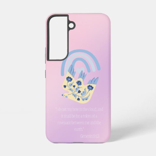 可愛らしいキリスト教の民芸鳩 カラフルな虹 SAMSUNG GALAXYケース (裏面)