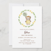 可愛らしいクマ誕生日招待状for Girls – かわいい 招待状 (正面)