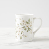 可愛らしいクリーム色の花の木 ボーンチャイナマグカップ (右)
