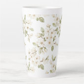 可愛らしいクリーム色の花咲く木 カフェラテマグ (正面)