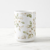 可愛らしいクリーム色の花咲く木 コーヒーマグカップ (中央)
