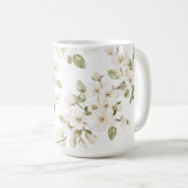 可愛らしいクリーム色の花咲く木 コーヒーマグカップ (正面右)