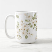可愛らしいクリーム色の花咲く木 コーヒーマグカップ (左)