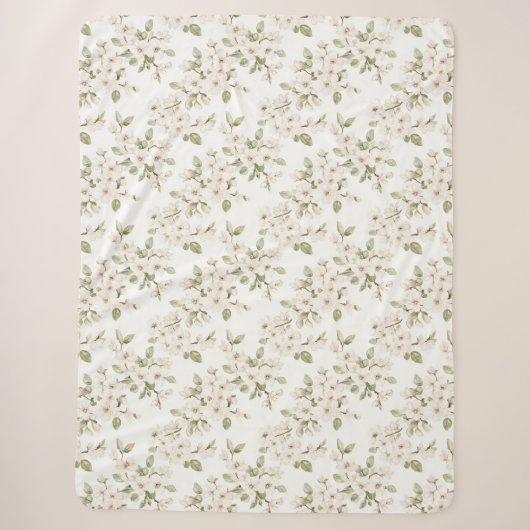 可愛らしいクリーム色の花咲く木 シェルパブランケット (正面)