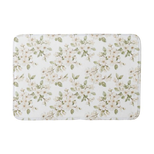 可愛らしいクリーム色の花咲く木 バスマット (正面)