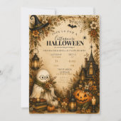 可愛らしいコテージコアハロウィンパーティー招待状 招待状 (正面)