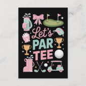 可愛らしいゴルフ好きのためのLet's Par Tee ゴルフギフト 招待状 (正面)