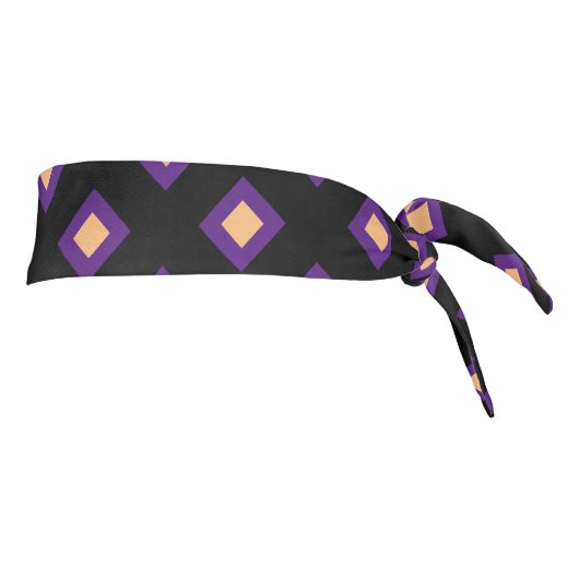 可愛らしいダイヤモンド柄の黒い紫色の黄色かわいい タイヘッドバンド (回転90)