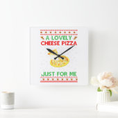 可愛らしいチーズピザシャツおもしろい単独Kevin X-Ma スクエア壁時計 (ホーム)