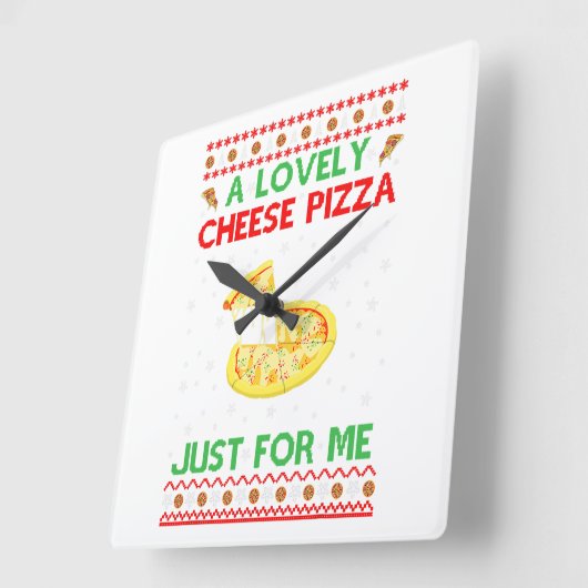 可愛らしいチーズピザシャツおもしろい単独Kevin X-Ma スクエア壁時計 (傾斜)