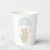 可愛らしいテディベアとパラシュートのベビーシャワー 紙コップ (裏面)