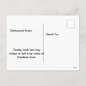 可愛らしいテディベアバラと「愛してる」ハート シーズンポストカード (裏面)