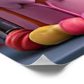 可愛らしいテディベア誕生祝いとケーキ ポスター (角)