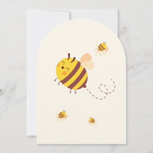 可愛らしいハニービーをテーマにした誕生日 招待状 (裏面)