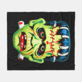 可愛らしいハロウィーン怖いモンスターマスク フリースブランケット (正面(横))