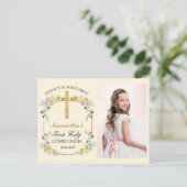 可愛らしいバタークリームの花の聖体拝領 ありがとう ポストカード (スタンド正面)