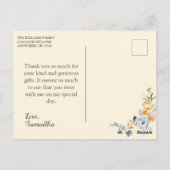 可愛らしいバタークリームの花の聖体拝領 ありがとう ポストカード (裏面)