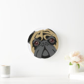 可愛らしいパグ ラウンド壁時計 (ホーム)