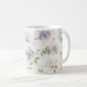 可愛らしいパープルラベンダー花 コーヒーマグカップ (正面右)