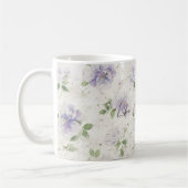 可愛らしいパープルラベンダー花 コーヒーマグカップ (左)