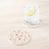 可愛らしいピンクとクリームのバラの花の花嫁のシャワー コースター (側面)