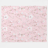 可愛らしいピンクと白のお花  フリースブランケット (正面(横))