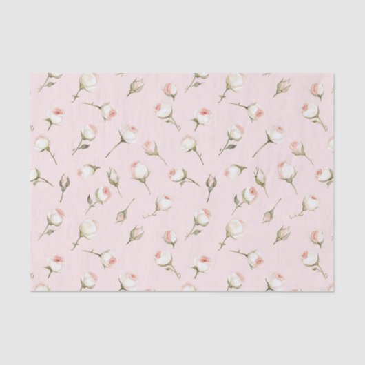 可愛らしいピンクと白のバラの花のブライダルシャワー 薄葉紙 (正面)