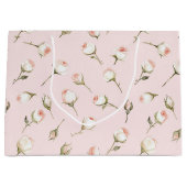 可愛らしいピンクと白のローズのフラワーブライダルシャワー ラージペーパーバッグ (正面)