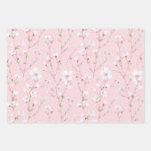可愛らしいピンクと白の花のブライダルシャワー ラッピングペーパーシート (正面2)