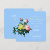 可愛らしいピンクと黄色のバラの花のブライダルシャワー 招待状 (正面/裏面)