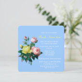 可愛らしいピンクと黄色のバラの花のブライダルシャワー 招待状 (スタンド正面)
