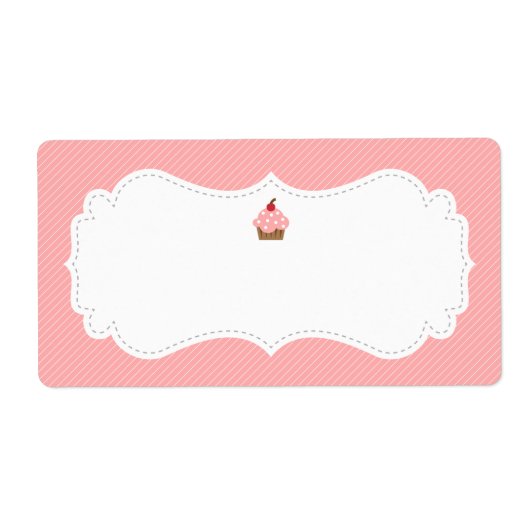 可愛らしいピンクのカップケーキ ラベル (正面)