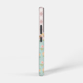 可愛らしいピンクのチェック柄とパステルカラーの花と金の鳩の信仰 SAMSUNG GALAXYケース (右側面)