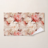 可愛らしいピンクのチーククリーム ローズ フローラル バスタオルセット (ハンドタオル)
