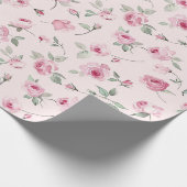 可愛らしいピンクのバラの花の花嫁のシャワー ラッピングペーパー (角)
