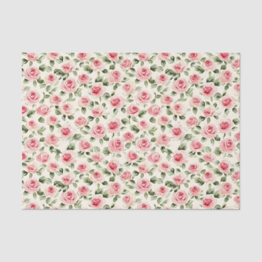 可愛らしいピンクのバラの花の花嫁のシャワー 薄葉紙 (正面)