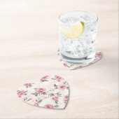 可愛らしいピンクのバラの花嫁のシャワー ペーパーコースター (インサイチュ)