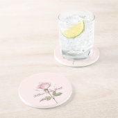 可愛らしいピンクのバラの花柄   コースター (側面)