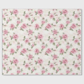 可愛らしいピンクのバラの花飾りの結婚前お祝い会 ラッピングペーパー (フラット)