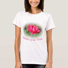可愛らしいピンクのバラの花 花嫁の母 Tシャツ