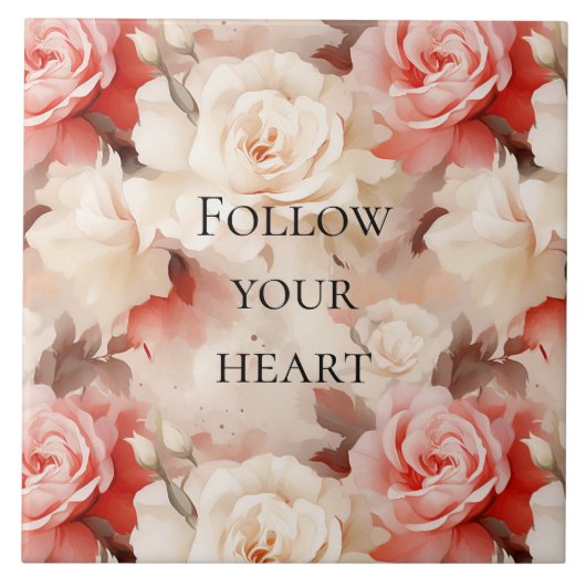 可愛らしいピンクのブッシュクリーム フローラル ブライダルシャワー タイル (正面)