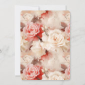 可愛らしいピンクのブッシュ クリーム ローズ フローラル ブライダル シャワー 招待状 (裏面)